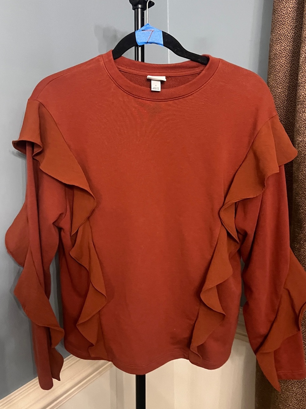 a new day Rust Ruffle-Trim Sweatshirt